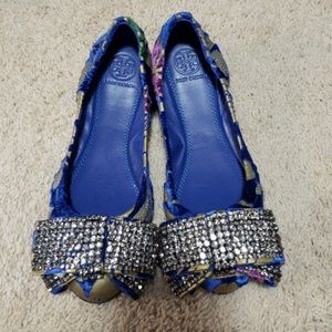 Tory Burch Viola velvet embroidered flat